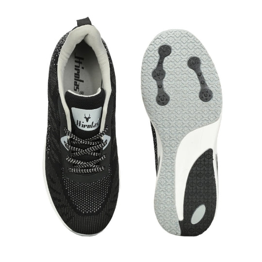 Hirolas Men's FlexKnit Running Sport Shoes - Black HRLMP07BLK