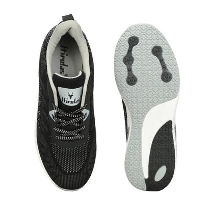 Hirolas Men's FlexKnit Running Sport Shoes - Black HRLMP07BLK