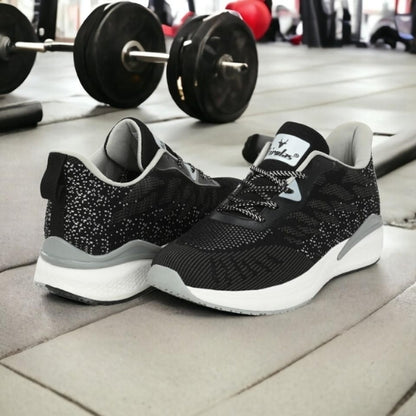 Hirolas Men's FlexKnit Running Sport Shoes - Black HRLMP07BLK