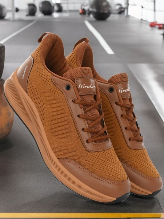Hirolas® Men's FlexKnit Running Sneakers Sport Shoes - Tan HRLMP09TAN