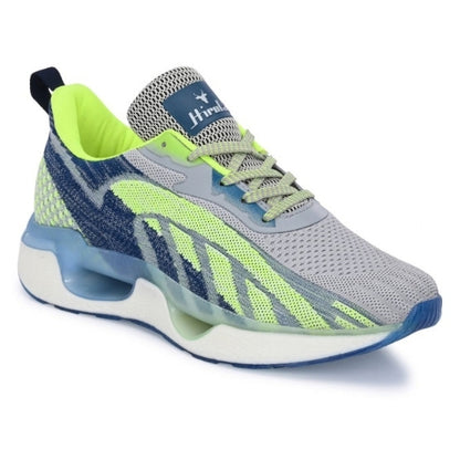 Hirolas Men's Cloudwalk Knitted Running Sneakers Sport Shoes - Grey/P.Green HRLMP10GPN