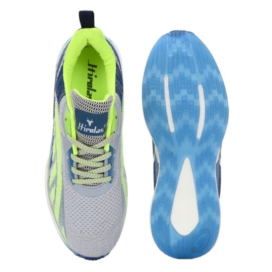Hirolas Men's Cloudwalk Knitted Running Sneakers Sport Shoes - Grey/P.Green HRLMP10GPN