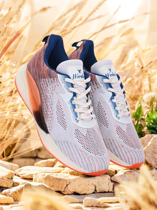Hirolas® Men's Cloudwalk Knitted Sports Running Sport Shoes - White/Orange HRLMP11WOG