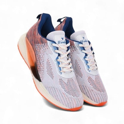 Hirolas Men's Cloudwalk Knitted Sports Running Sport Shoes - White/Orange HRLMP11WOG
