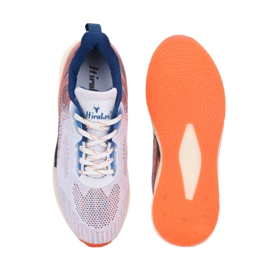 Hirolas Men's Cloudwalk Knitted Sports Running Sport Shoes - White/Orange HRLMP11WOG