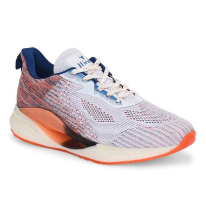 Hirolas Men's Cloudwalk Knitted Sports Running Sport Shoes - White/Orange HRLMP11WOG