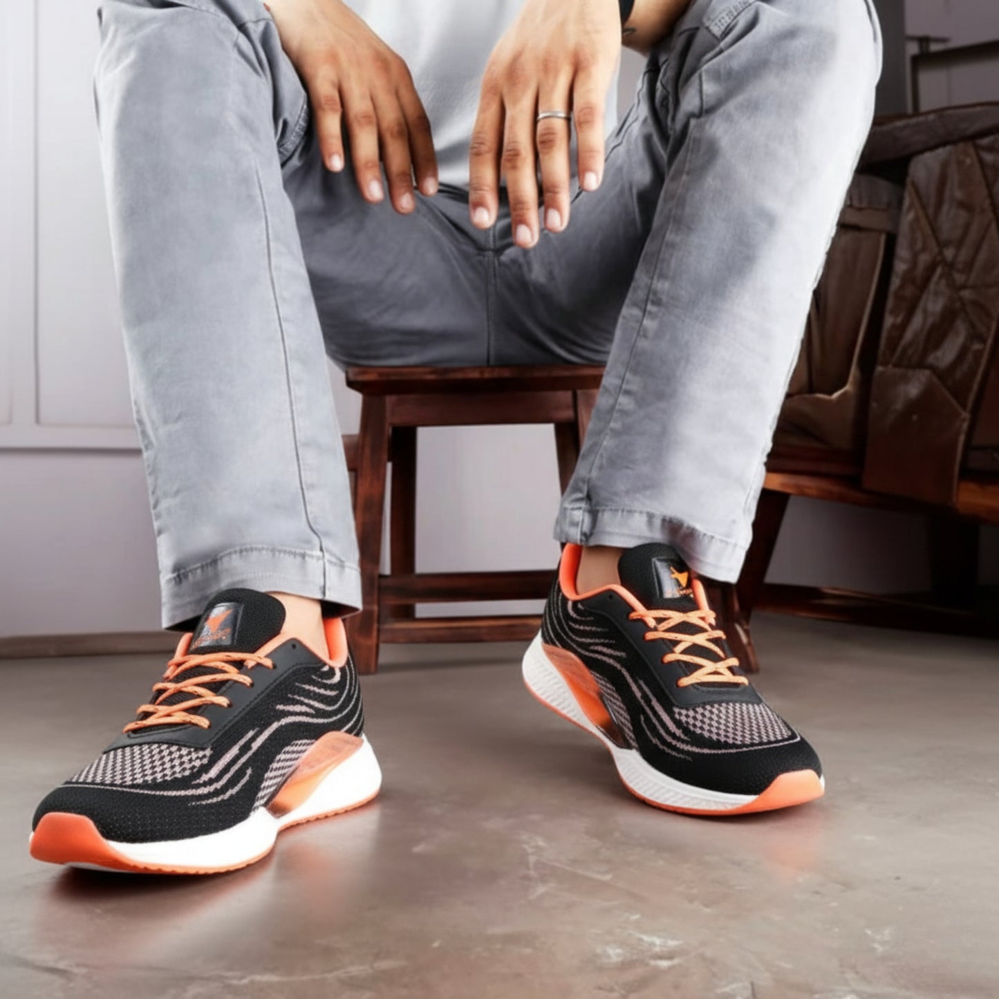 Hirolas® Men's Cloudwalk Knitted Running Sneakers Sport Shoes Black