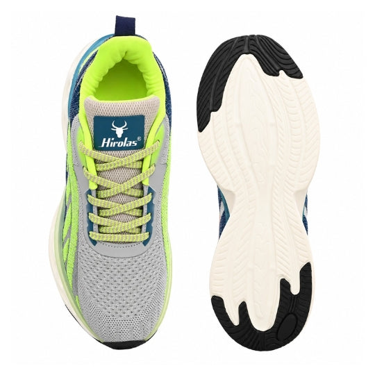 Hirolas Men's Cloudwalk Knitted Running Sneakers Sport Shoes - Grey/P.Green HRLMP16GPN
