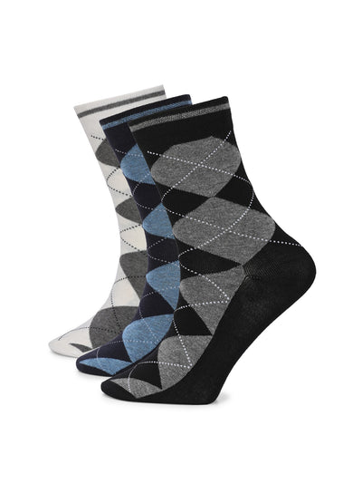 Hirolas Cotton Anti-Odour Breathable Antibacterial business Formal/office wear Crew full length Socks for Men (Free Size) | Made with 100% Combed Cotton and Spandex (Navy, Black, White) - Pack of 3 socks