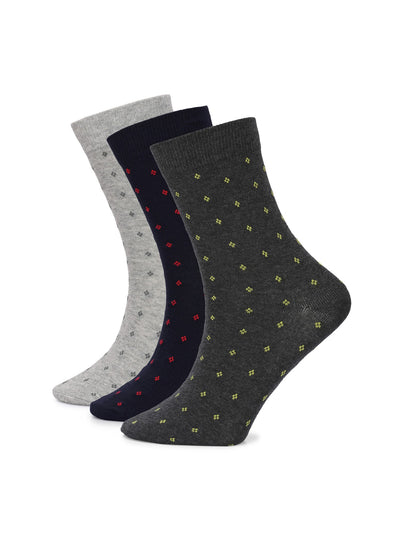 Hirolas Cotton Anti-Odour Breathable Antibacterial business Formal/office wear Crew full length Socks for Men (Free Size) | Made with 100% Combed Cotton and Spandex (Navy, Dark Grey, Light Grey) - Pack of 3 socks