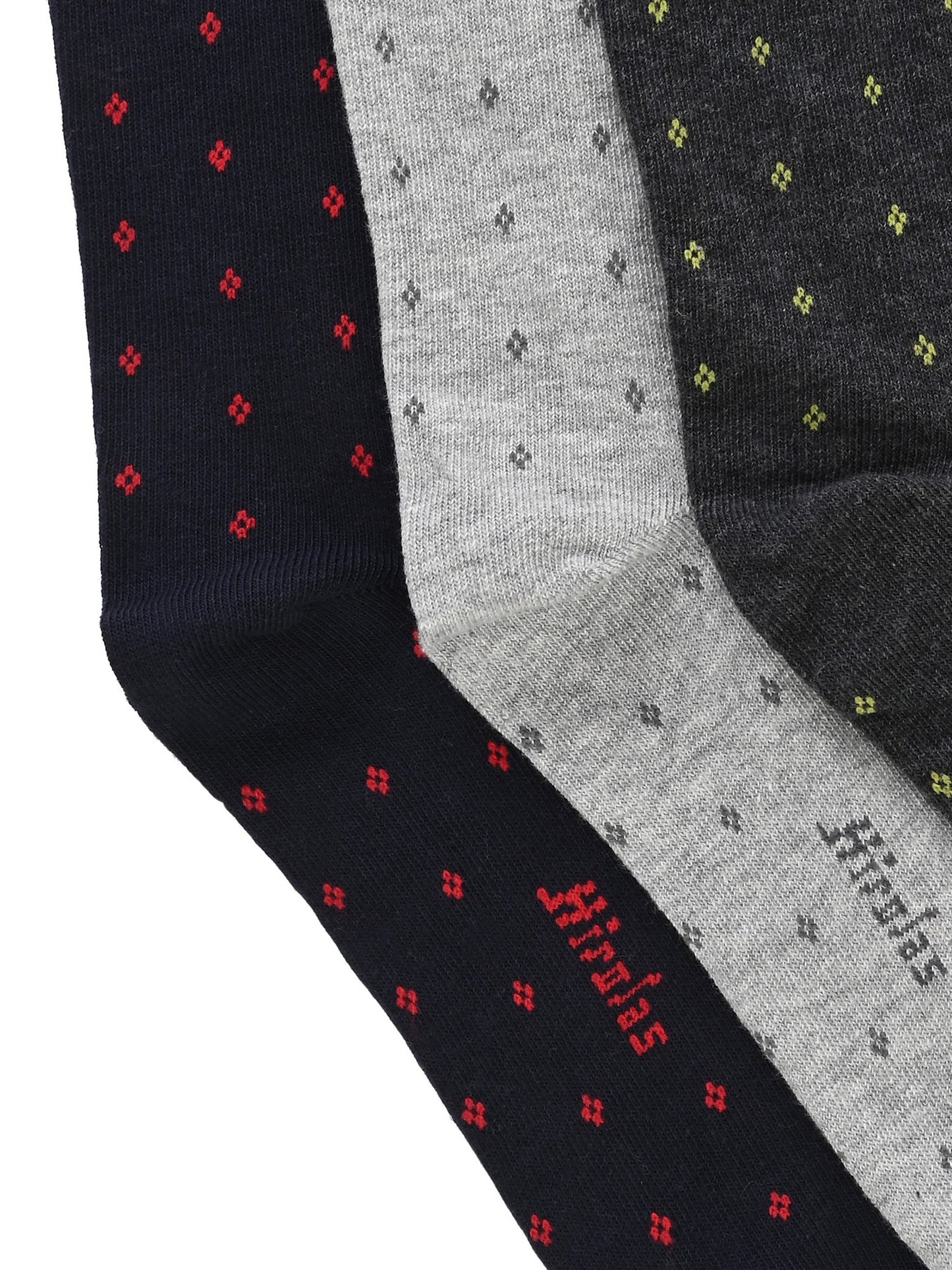 Hirolas Cotton Anti-Odour Breathable Antibacterial business Formal/office wear Crew full length Socks for Men (Free Size) | Made with 100% Combed Cotton and Spandex (Navy, Dark Grey, Light Grey) - Pack of 3 socks