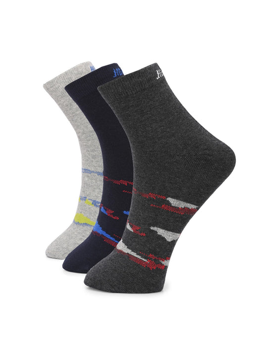 Hirolas Cotton Anti-Odour Breathable Antibacterial cushioned Gym, Sports, Running Ankle length Socks for Men (Free Size) | Made with 100% Combed Cotton and Spandex (Navy, Light Grey, Gark Grey) - Pack of 3 socks