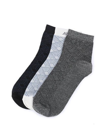 Hirolas Cotton Anti-Odour Breathable Antibacterial cushioned Gym, Sports, Running Ankle length Socks for Men (Free Size) | Made with 100% Combed Cotton and Spandex (Black, White, Grey) - Pack of 3 socks