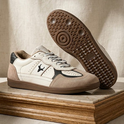Hirolas Unisex PhoeniXX v1.0 Handmade Leather Sneaker Shoes for Men's & women | Retro Court Sneaker | Lifestyle Casual comfort Shoes | Cream Beige