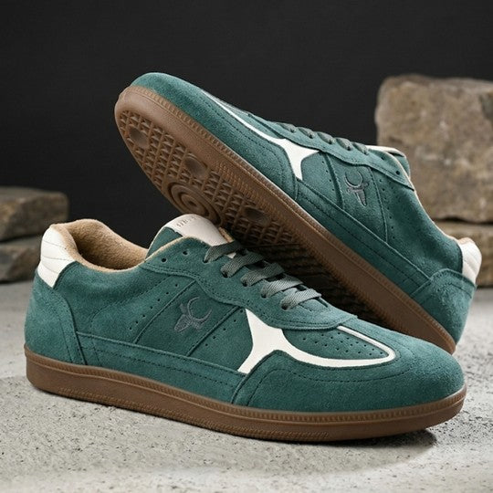Hirolas Unisex PhoeniXX v1.0 Handmade Suede Leather Sneaker Shoes for Men's & women | Retro Court Sneaker | Lifestyle Casual Comfort Shoes | Forest Green