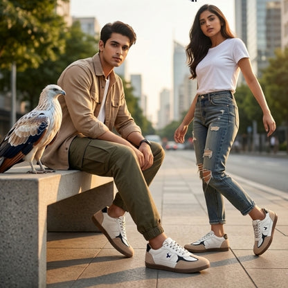 Hirolas PhoeniXX v1.0 Handmade Leather Sneaker for Men & Women's Sneaker Shoes| Retro Court Sneaker | Lifestyle Casual comfort Shoes | Beige Cream | Unisex