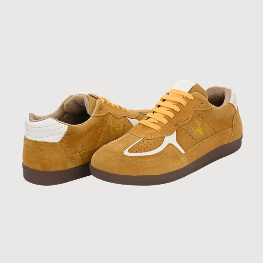 Hirolas PhoeniXX v1.0 Handmade Suede Leather Sneaker for Men & Women's Sneaker Shoes | Retro Court Sneaker | Lifestyle Casual Comfort Shoes | Yellow | Unisex