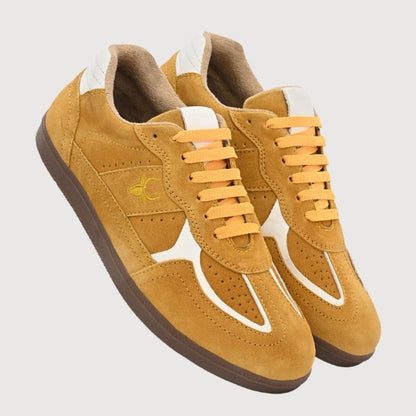 Hirolas PhoeniXX v1.0 Handmade Suede Leather Sneaker for Men & Women's Sneaker Shoes | Retro Court Sneaker | Lifestyle Casual Comfort Shoes | Yellow | Unisex