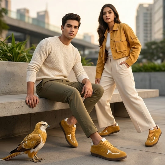 Hirolas PhoeniXX v1.0 Handmade Suede Leather Sneaker for Men & Women's Sneaker Shoes | Retro Court Sneaker | Lifestyle Casual Comfort Shoes | Yellow | Unisex