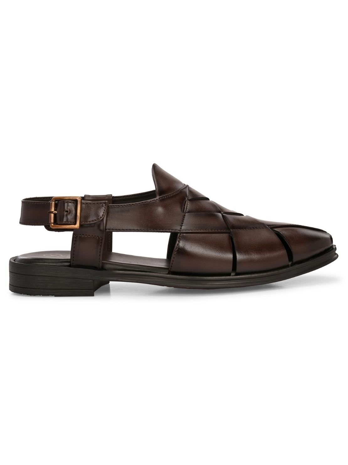 Hirolas Men's Peshawari Shoe Style Vegan Leather Roman Ethnic Sandal | Premium Party Wear - Brown