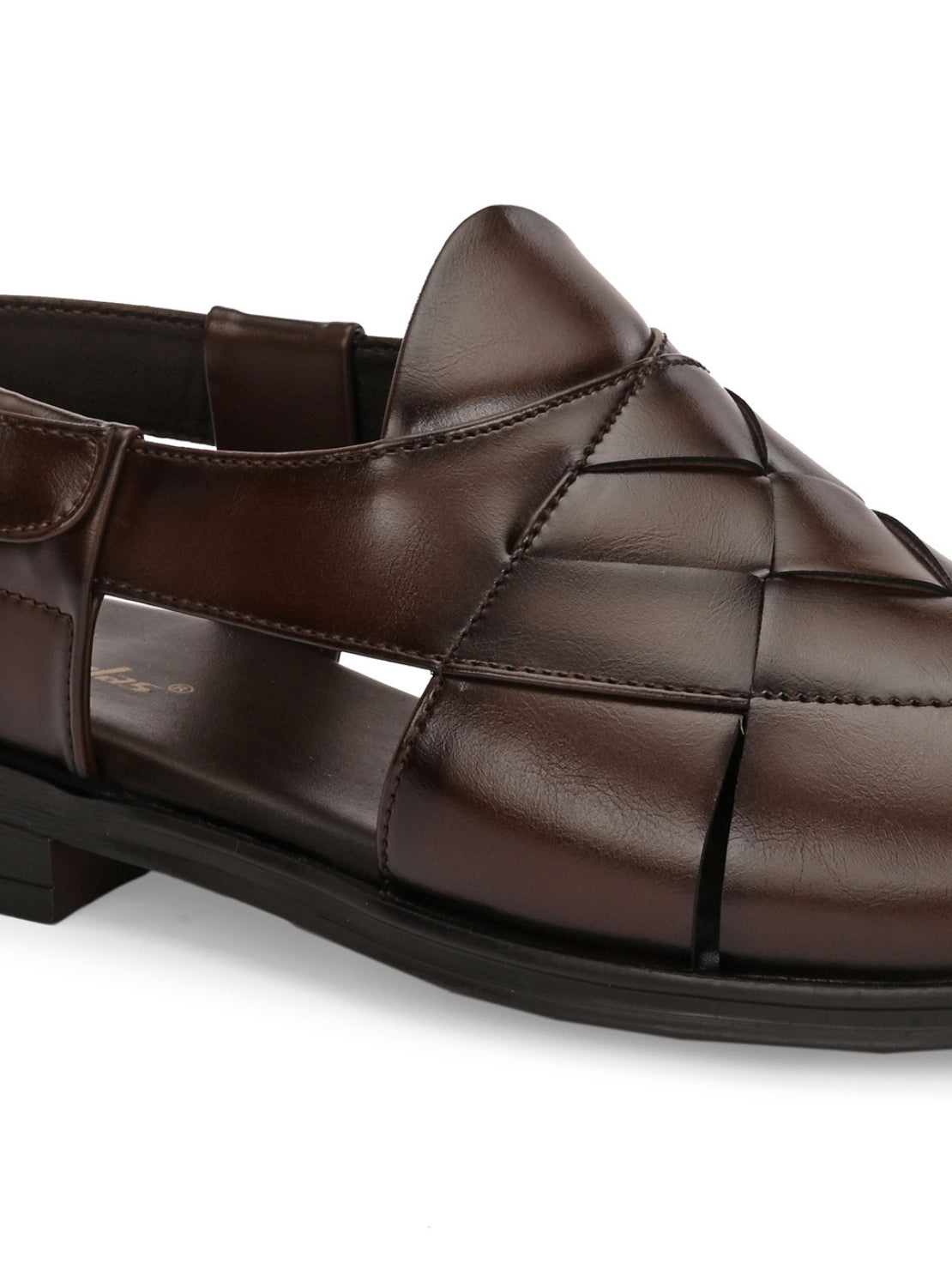 Hirolas Men's Peshawari Shoe Style Vegan Leather Roman Ethnic Sandal | Premium Party Wear - Brown