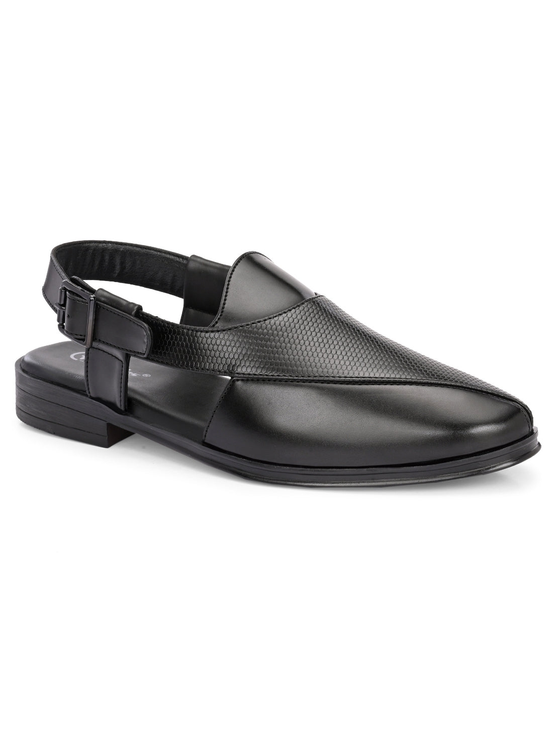 Hirolas Men's Peshawari Shoe Style Vegan Leather Roman Ethnic Sandal | Premium Party Wear - Black