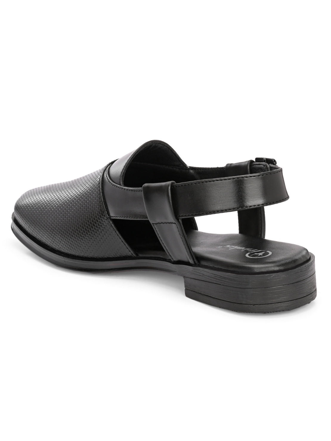 Hirolas Men's Peshawari Shoe Style Vegan Leather Roman Ethnic Sandal | Premium Party Wear - Black