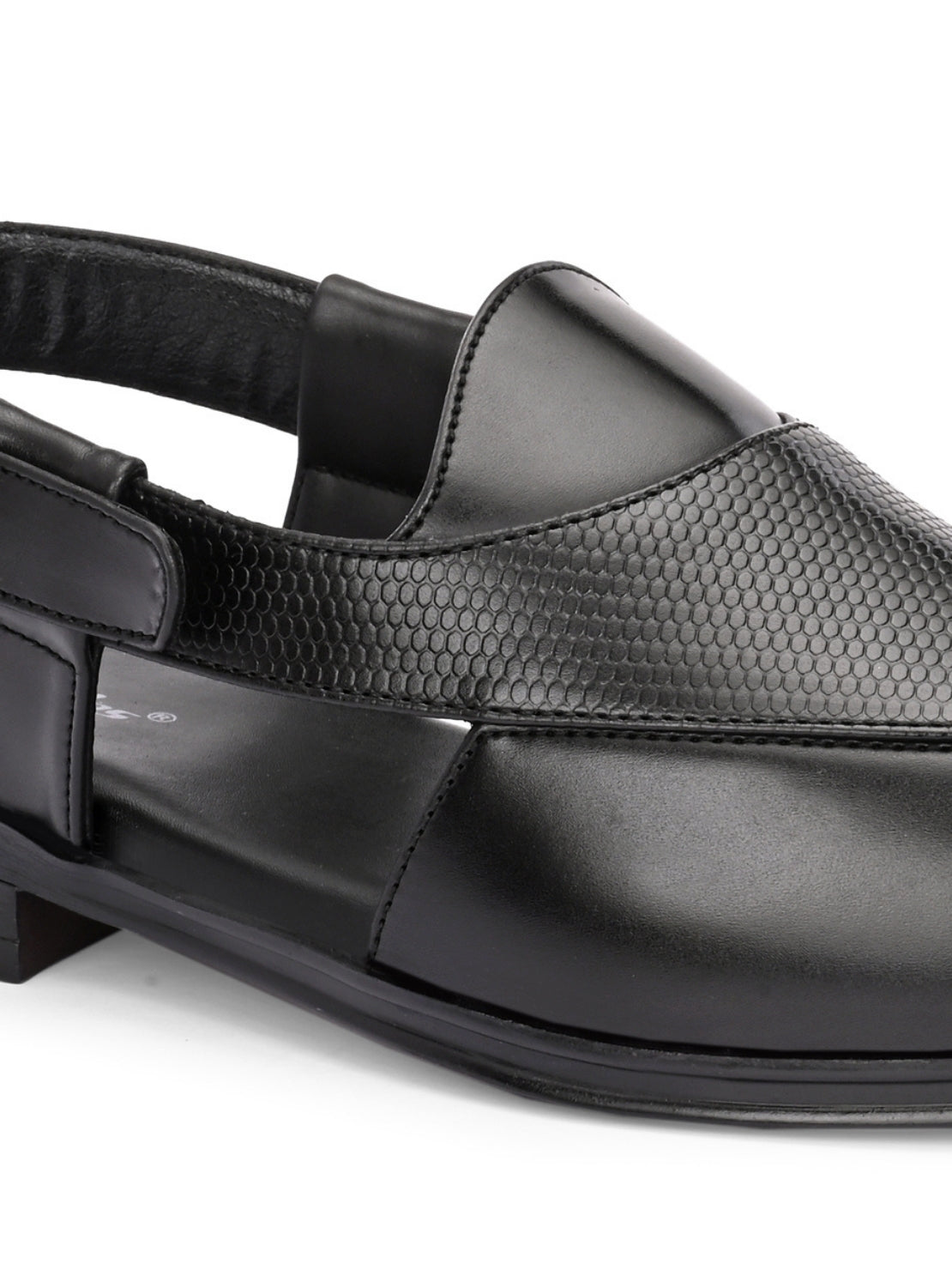 Hirolas Men's Peshawari Shoe Style Vegan Leather Roman Ethnic Sandal | Premium Party Wear - Black