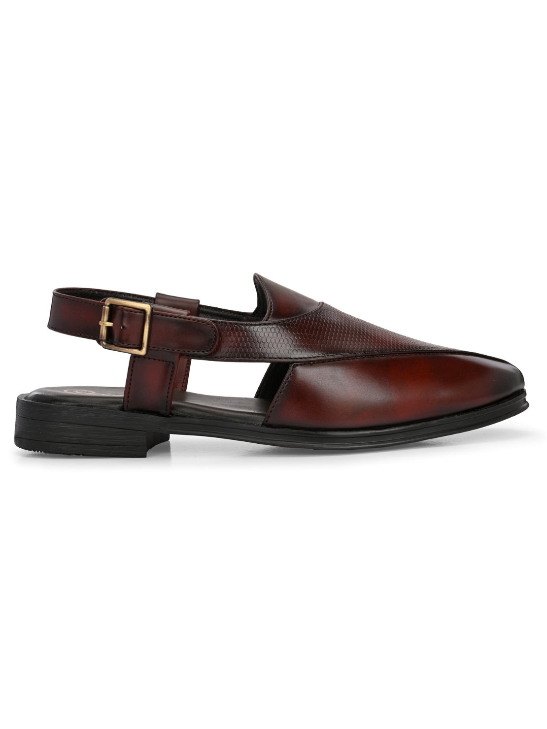 Hirolas Men's Peshawari Shoe Style Vegan Leather Roman Ethnic Sandal | Premium Party Wear - Brown
