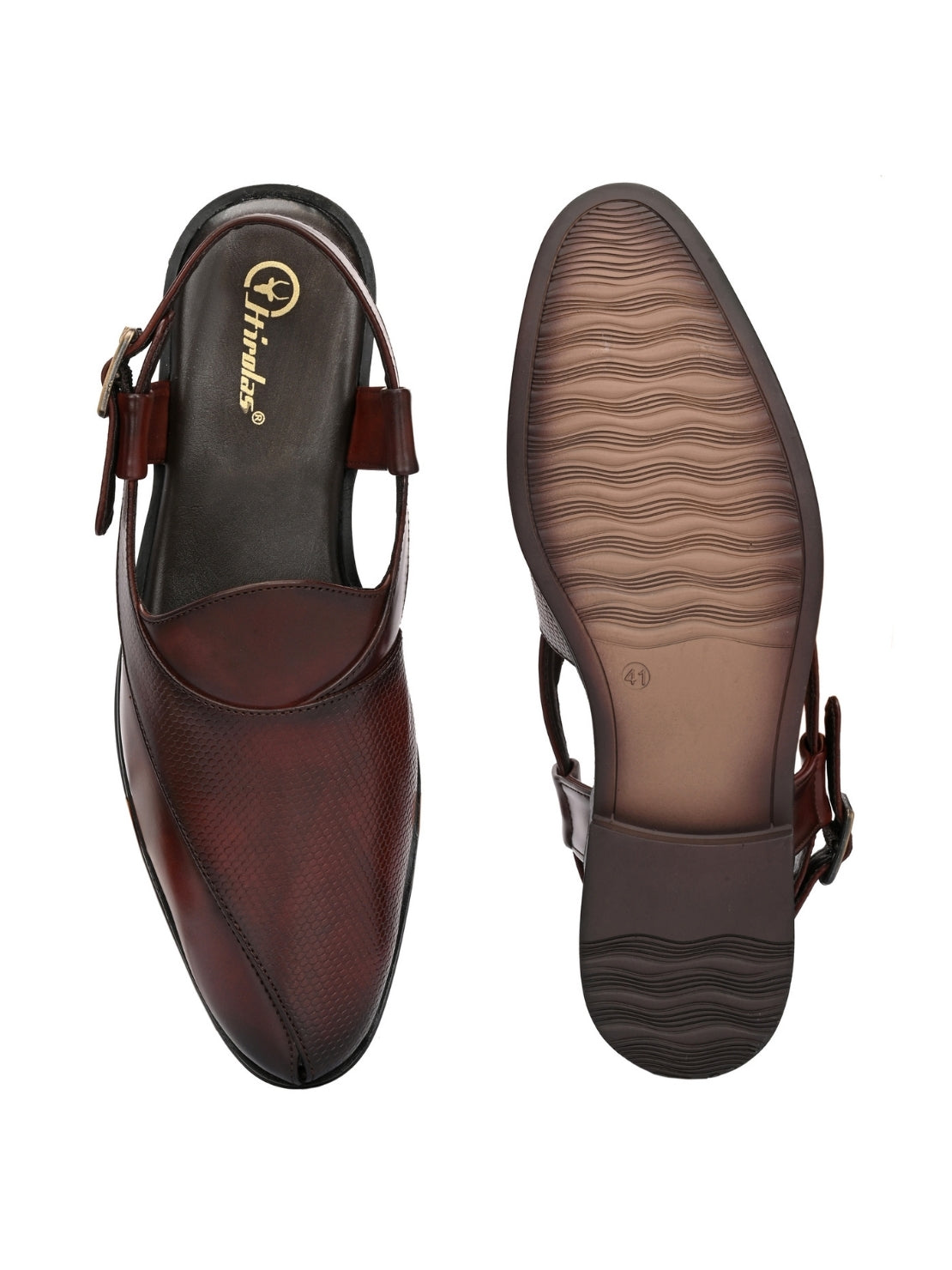 Hirolas Men's Peshawari Shoe Style Vegan Leather Roman Ethnic Sandal | Premium Party Wear - Brown