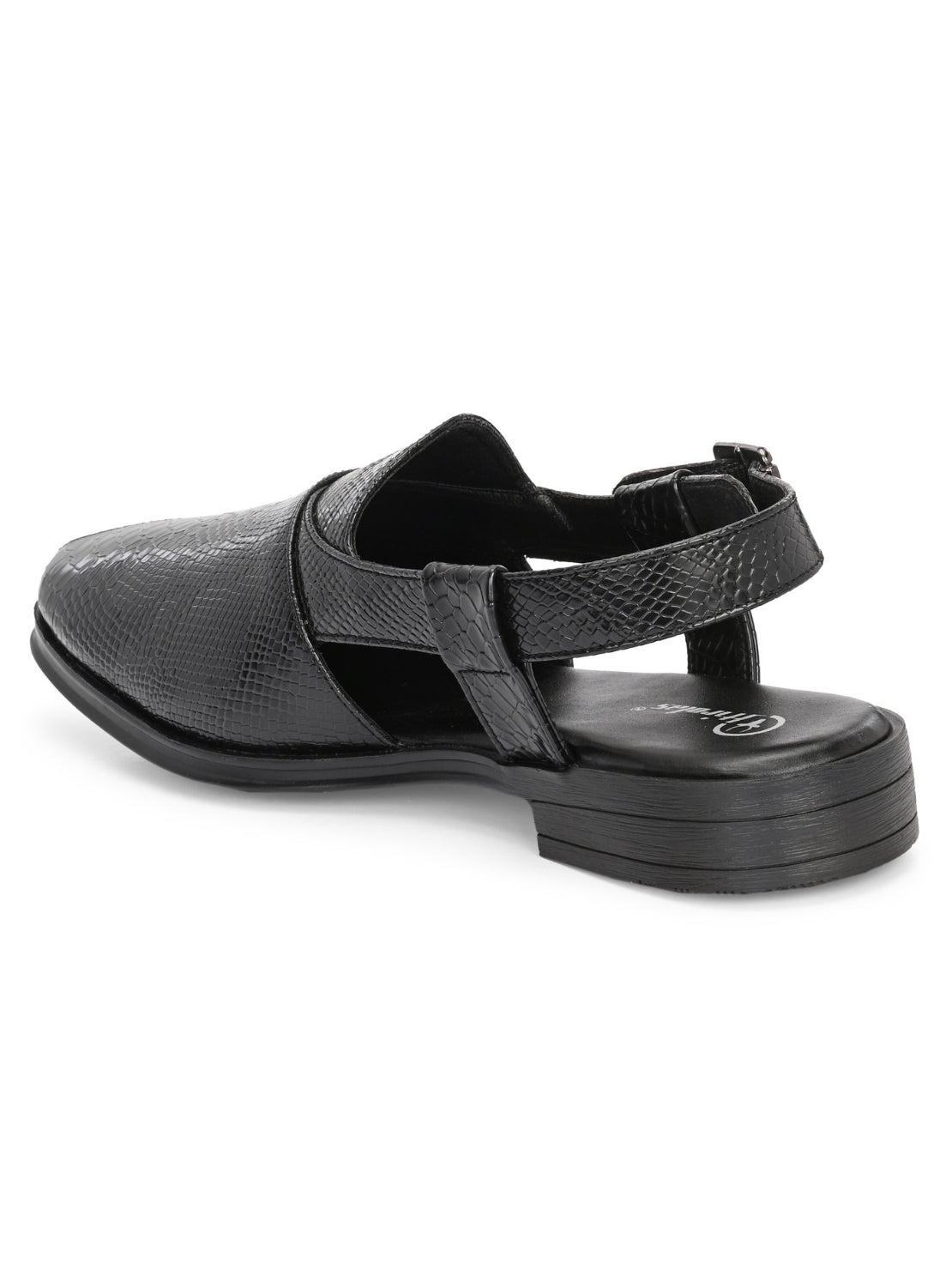 Hirolas Men's Peshawari Shoe Style Vegan Leather Roman Ethnic Sandal | Premium Party Wear - Black