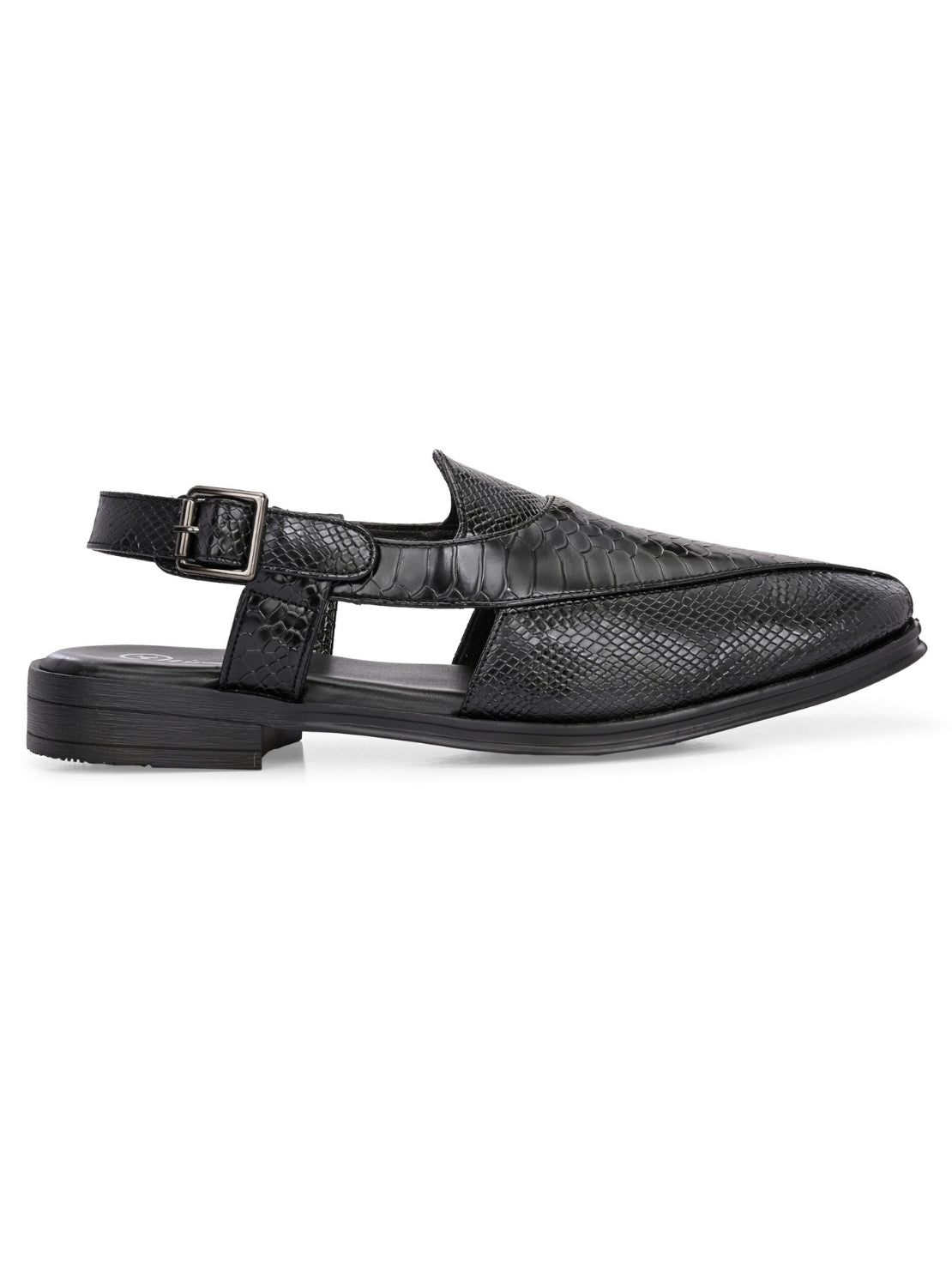 Hirolas Men's Peshawari Shoe Style Vegan Leather Roman Ethnic Sandal | Premium Party Wear - Black