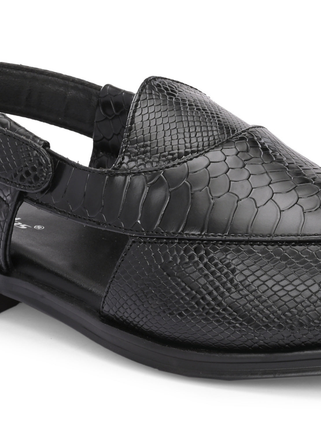 Hirolas Men's Peshawari Shoe Style Vegan Leather Roman Ethnic Sandal | Premium Party Wear - Black