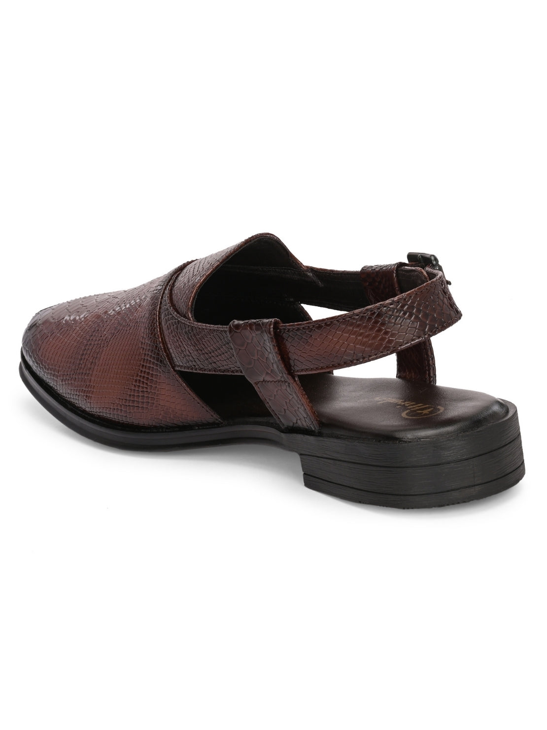 Hirolas Men's Peshawari Shoe Style Vegan Leather Roman Ethnic Sandal | Premium Party Wear - Brown