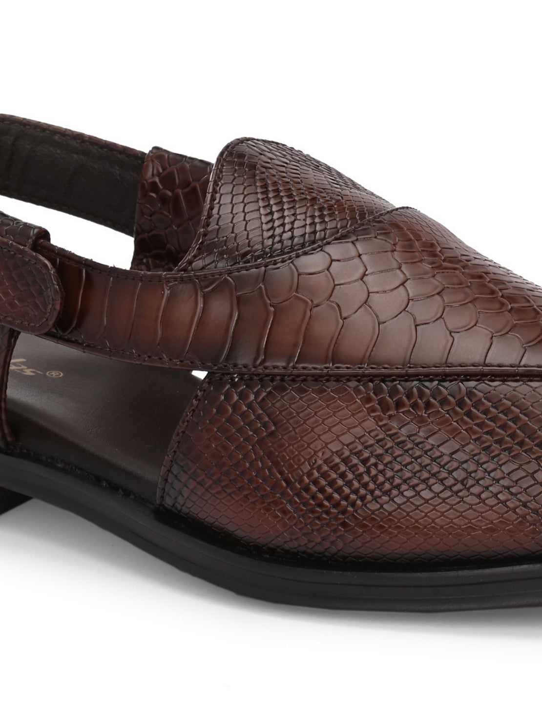 Hirolas Men's Peshawari Shoe Style Vegan Leather Roman Ethnic Sandal | Premium Party Wear - Brown