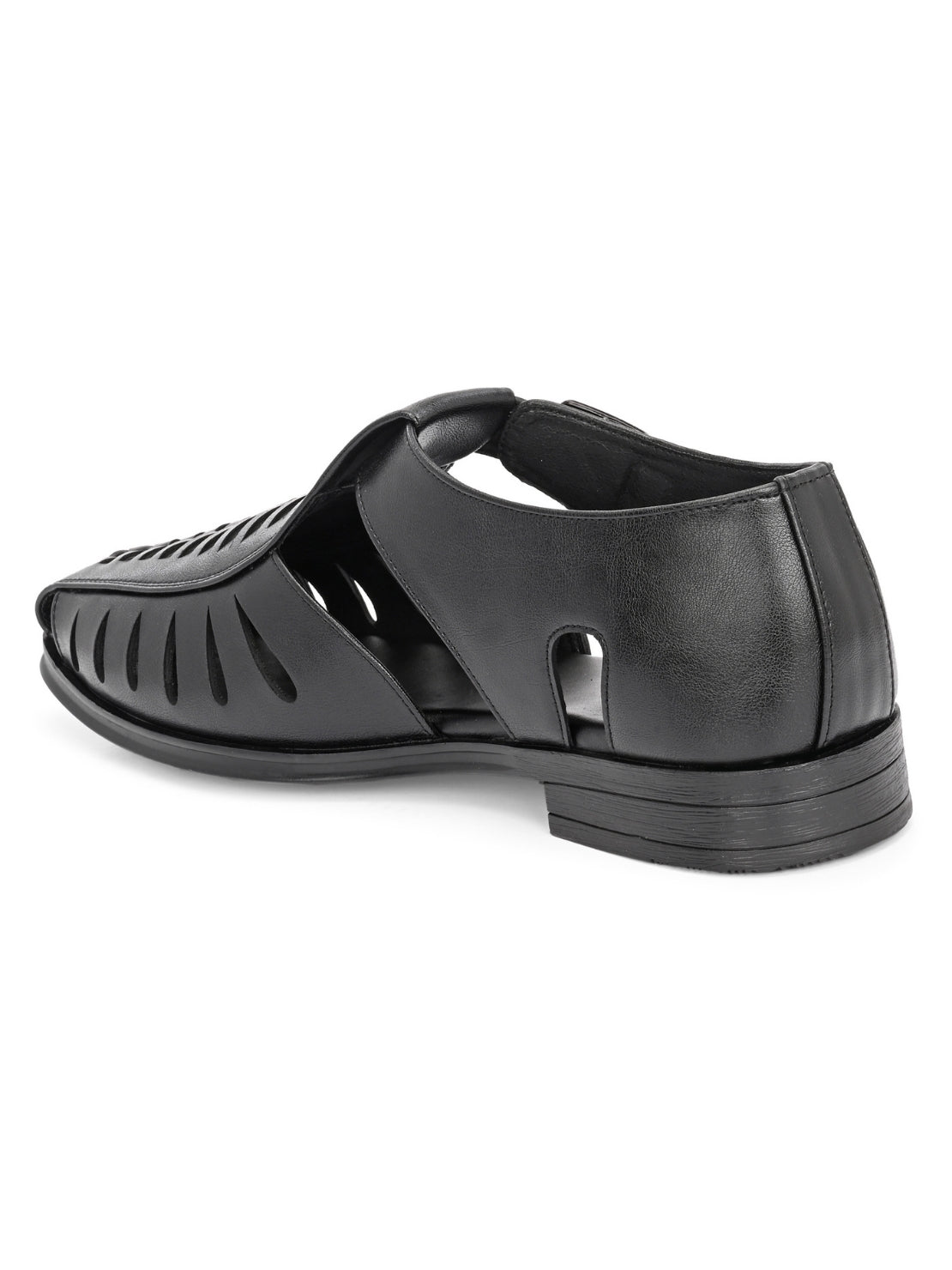 Hirolas Men's Peshawari Shoe Style Vegan Leather Roman Ethnic Sandal | Premium Party Wear - Black