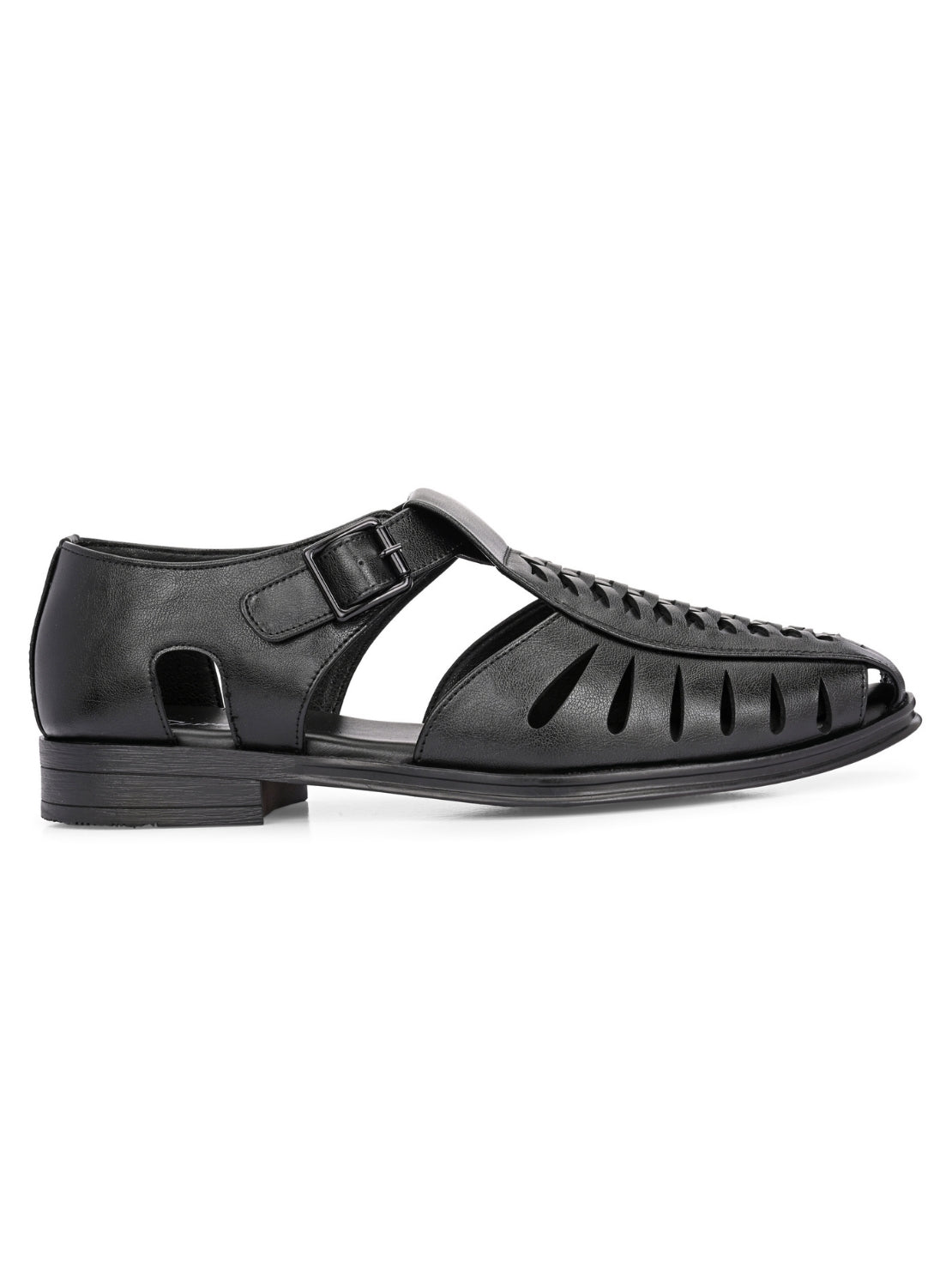 Hirolas Men's Peshawari Shoe Style Vegan Leather Roman Ethnic Sandal | Premium Party Wear - Black
