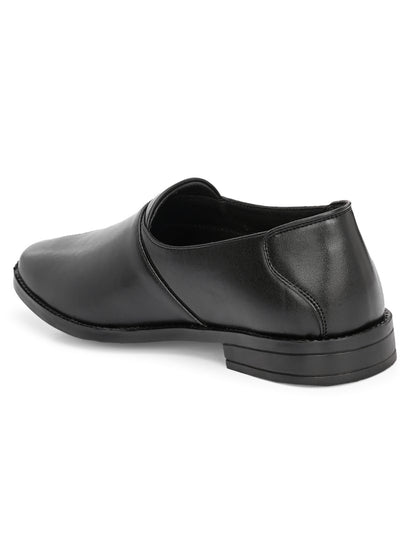 Hirolas Men's Peshawari Shoe Style Vegan Leather Roman Ethnic Sandal | Premium Party Wear - Black