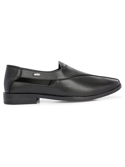 Hirolas Men's Peshawari Shoe Style Vegan Leather Roman Ethnic Sandal | Premium Party Wear - Black