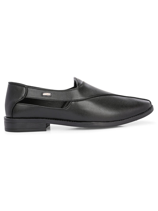 Hirolas Men's Peshawari Shoe Style Vegan Leather Roman Ethnic Sandal | Premium Party Wear - Black