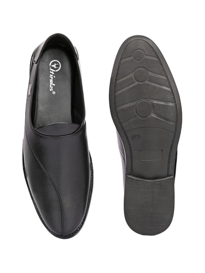Hirolas Men's Peshawari Shoe Style Vegan Leather Roman Ethnic Sandal | Premium Party Wear - Black