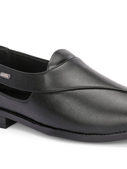 Hirolas Men's Peshawari Shoe Style Vegan Leather Roman Ethnic Sandal | Premium Party Wear - Black