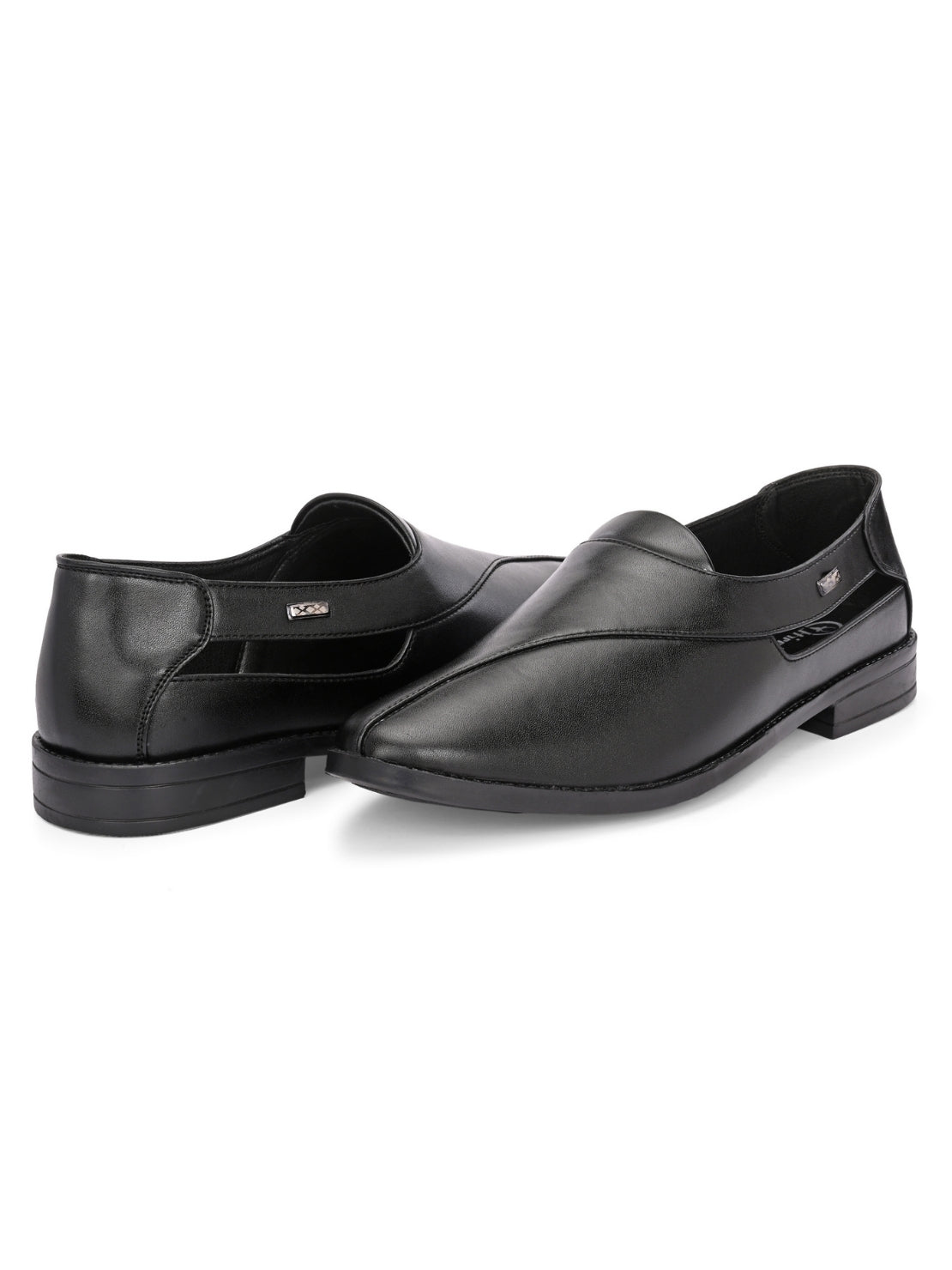 Hirolas Men's Peshawari Shoe Style Vegan Leather Roman Ethnic Sandal | Premium Party Wear - Black