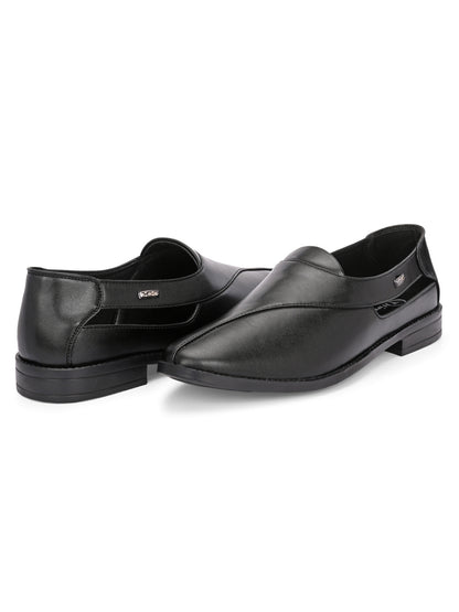 Hirolas Men's Peshawari Shoe Style Vegan Leather Roman Ethnic Sandal | Premium Party Wear - Black