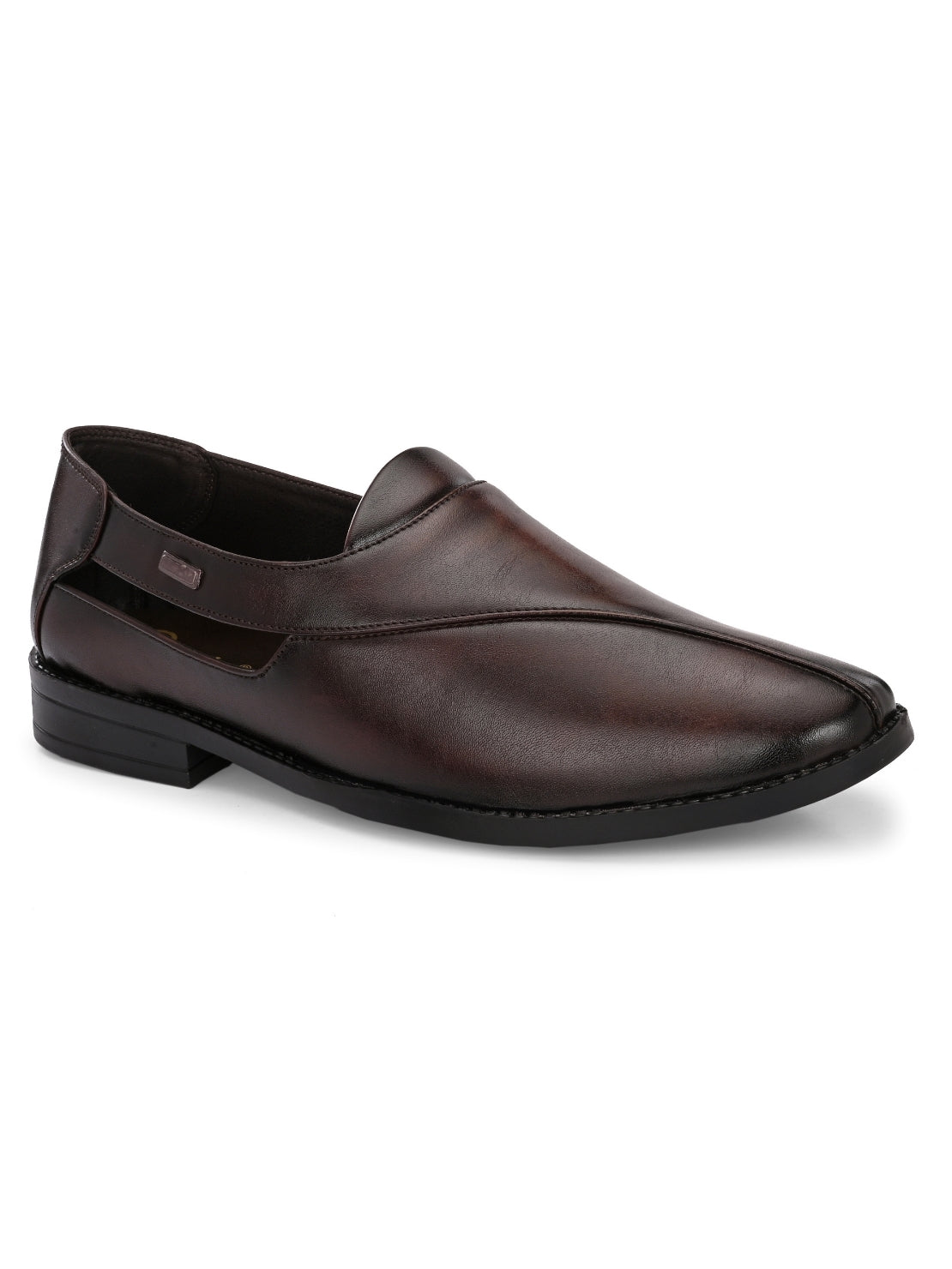 Hirolas Men's Peshawari Shoe Style Vegan Leather Roman Ethnic Sandal | Premium Party Wear - Brown