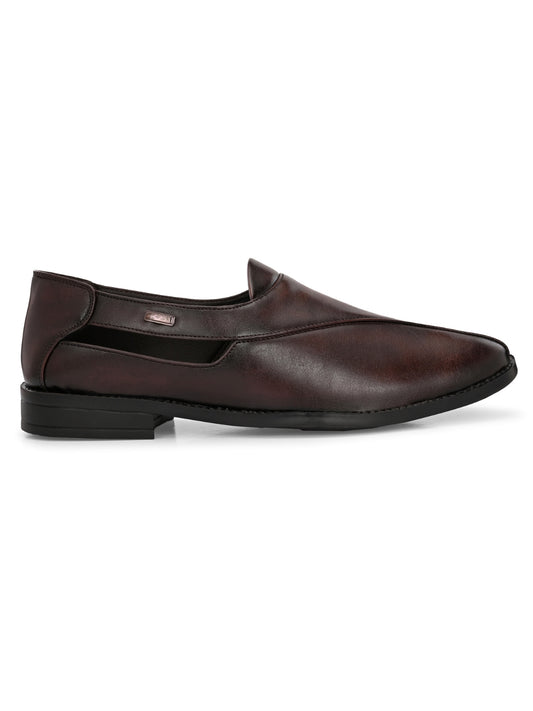 Hirolas Men's Peshawari Shoe Style Vegan Leather Roman Ethnic Sandal | Premium Party Wear - Brown