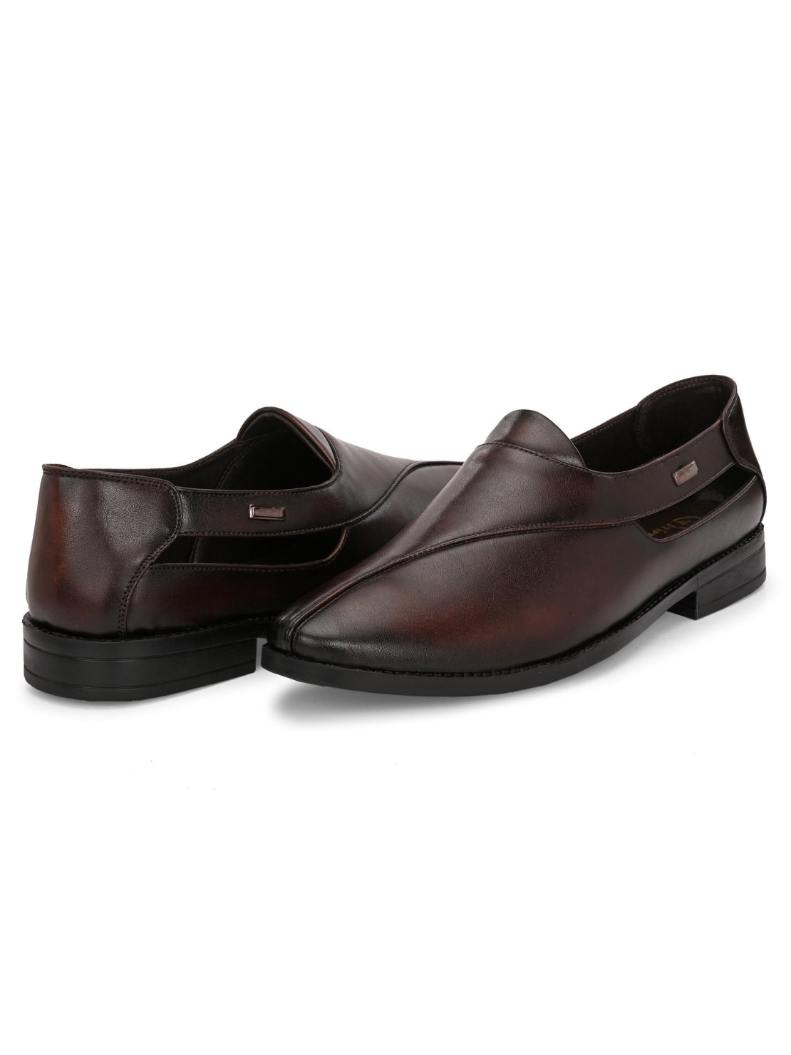Hirolas Men's Peshawari Shoe Style Vegan Leather Roman Ethnic Sandal | Premium Party Wear - Brown