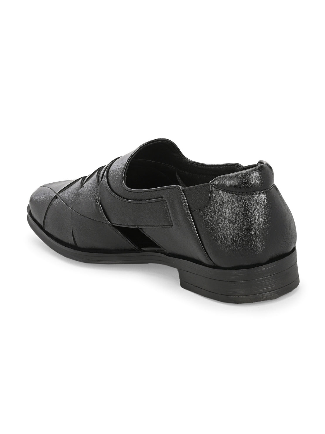 Hirolas Men's Peshawari Shoe Style Vegan Leather Roman Ethnic Sandal | Premium Party Wear - Black