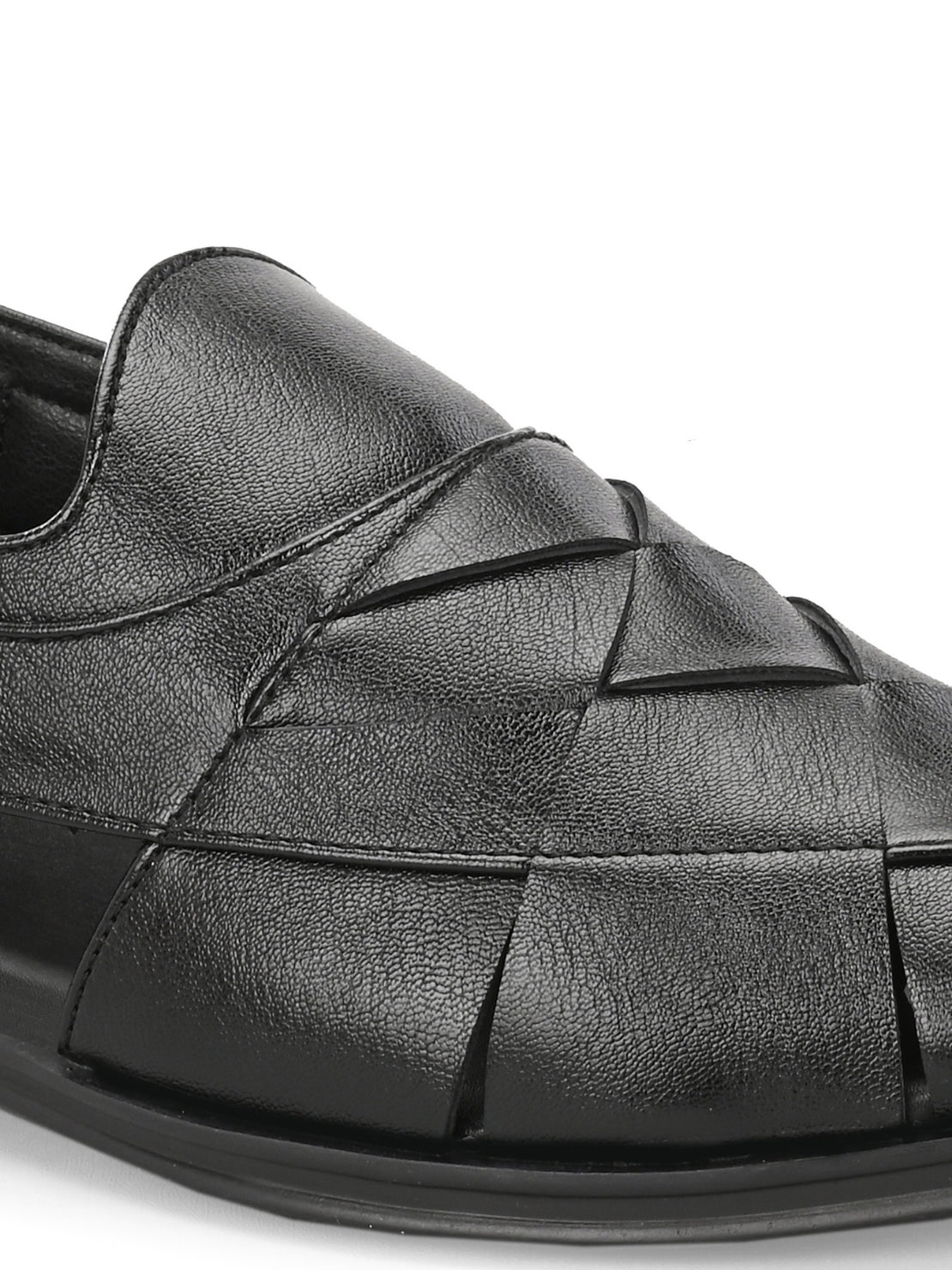 Hirolas Men's Peshawari Shoe Style Vegan Leather Roman Ethnic Sandal | Premium Party Wear - Black