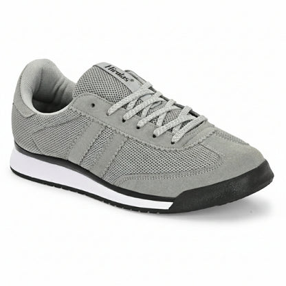 Hirolas Men's Grey Running Shoes Lightweight Breathable Mesh Sneaker Non-Slip Casual with Cushioning & Comfort Sole HRLSN01GRY